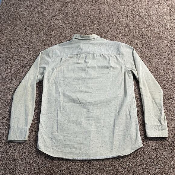 Modern Amusement White & Multicolor Thread Long Sleeve Flannel Button Shirt Sz L - Picture 2 of 9